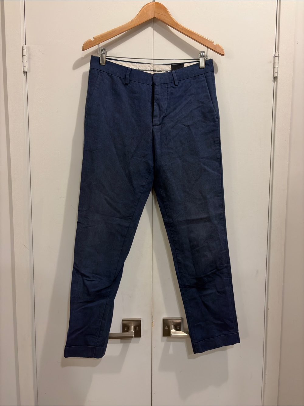 H&M Navy Colour Linen Trouser